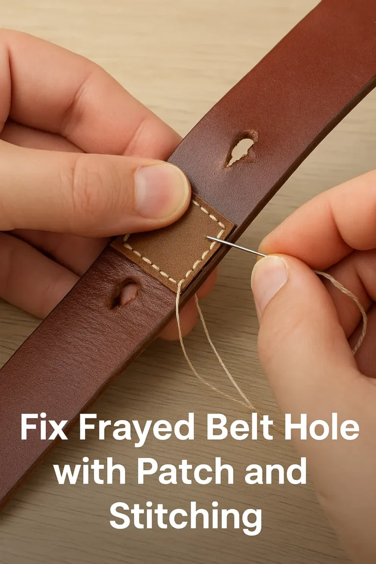 Fix Frayed Belt Hole with Patch and Stitching