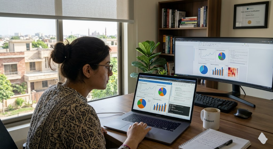Data scientist analyzing high-value data projects