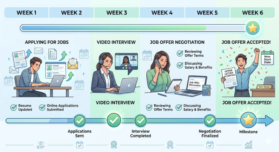 4-6 week timeline from Indeed search to job offer