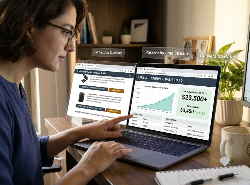 Blog with affiliate marketing earning passive income