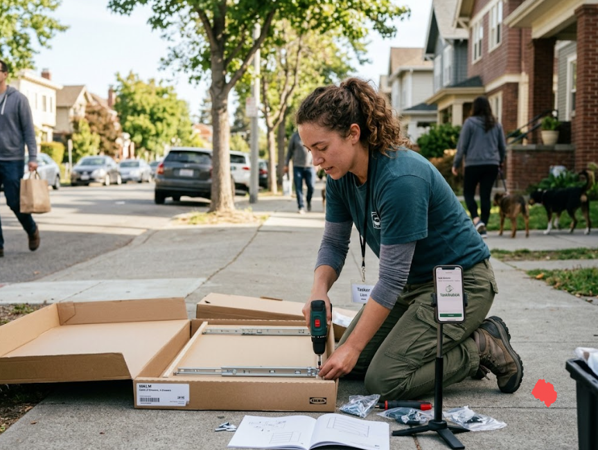 Person earning money through task-based gig work