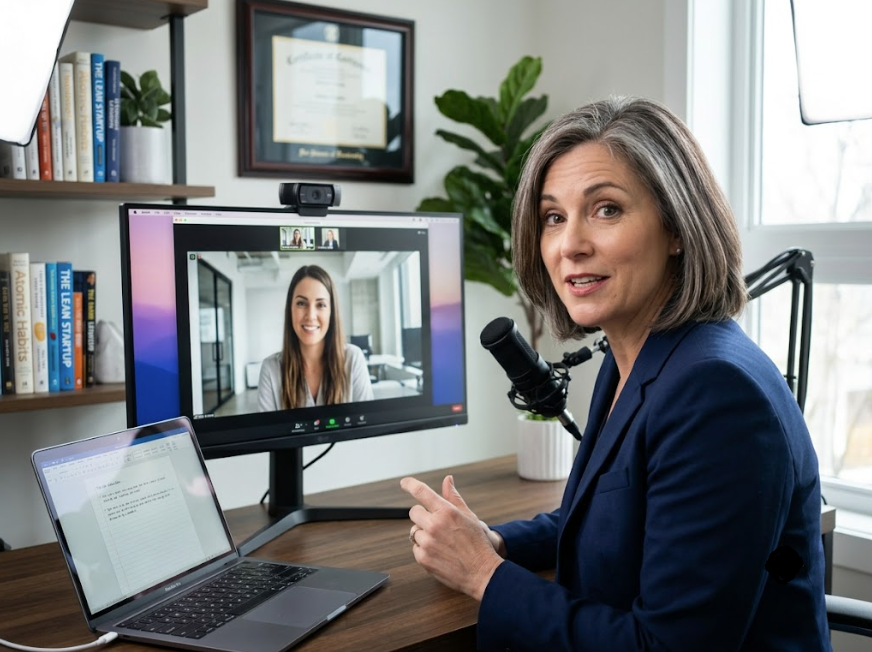 Business coach earning high income from consulting sessions